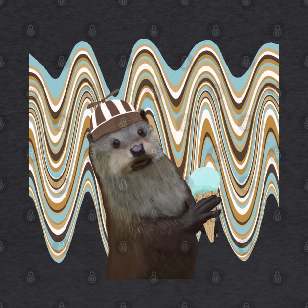 Otter With Ice Cream and Fan Hat by Suneldesigns